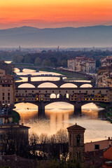 Fototapeta na wymiar Aerial view of Firenze, Italia, at sunset.