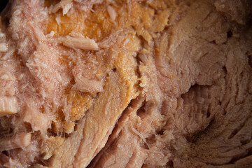 Macro photography to a fresh orange and pink tuna