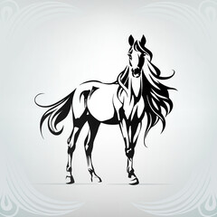 Silhouette of a horse with a long mane