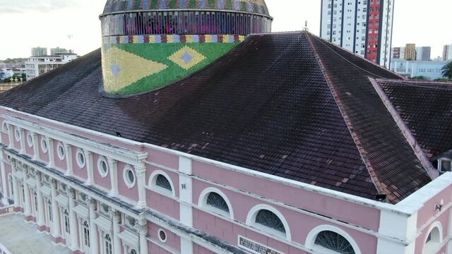 Teatro Amazonas - Opera House - Theater Amazonas - Largo S&atilde;o Sebasti&atilde;o - Monumento - Pattern - Stones - Aerial View 