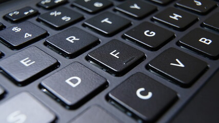 Closeup of black computer keyboard