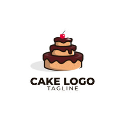 Simple minimalist bakery cake restaurant logo design vector template 