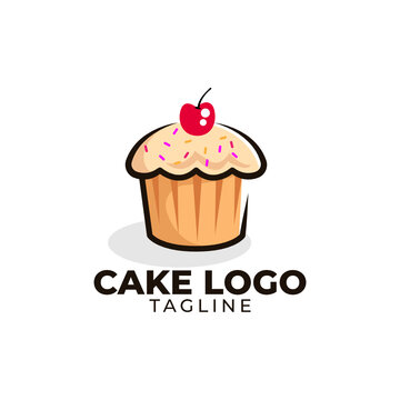 Simple minimalist bakery cake restaurant logo design vector template 
