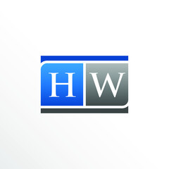 Initial Letter HW Square Logo Design