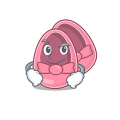 A cute arrogant caricature design of baby girl shoes having confident gesture