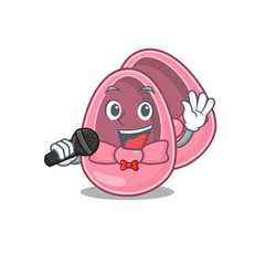 cartoon character of baby girl shoes sing a song with a microphone