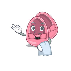 Obraz premium A cartoon picture of baby girl shoes waiter with a white napkin