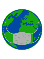 Erde mit Schutzmaske Planet 