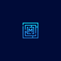 Obraz premium Vector letter M maze connect concept logo design template illustration eps 10