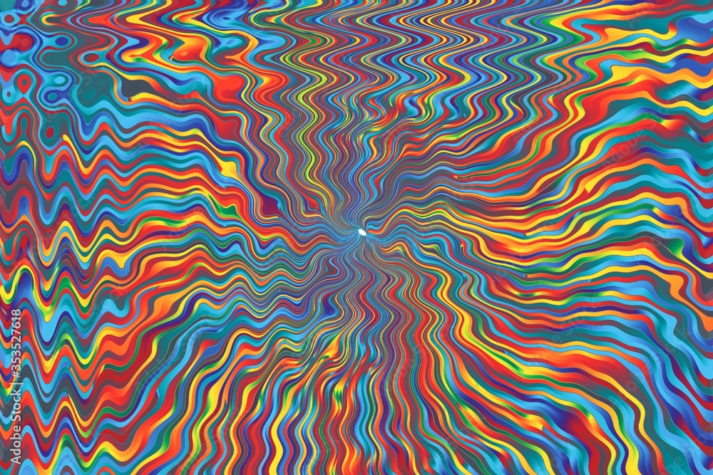 Poster psychedelic abstract background with colorful interweaving paint stains