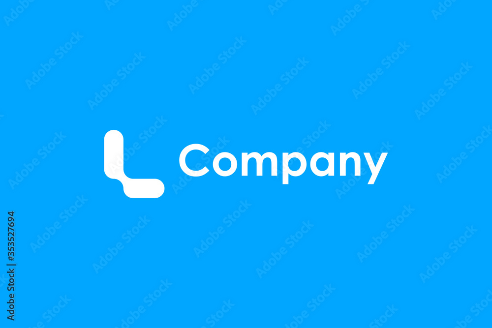 Aufkleber simple letter l initial logo. white linear rounded style isolated on blue background. usable for bus