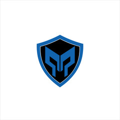 Vector spartan shield concept logo design template illustration eps 10