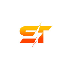 Vector letter ST with electrical thunder icon concept logo design template illustration eps 10