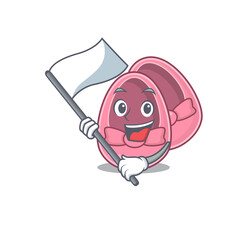 A heroic baby girl shoes mascot character design with white flag