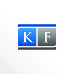 Initial Letter KF Square Logo Design