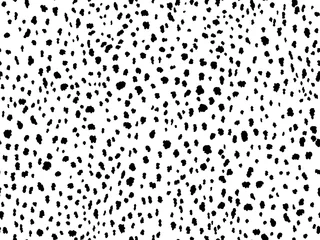 Papier peint Noir et blanc Conception de modèle sans couture d& 39 impression animale avec des taches noires d& 39 encre irrégulières sur le fond blanc. Imprimé animalier à motif dalmatien.