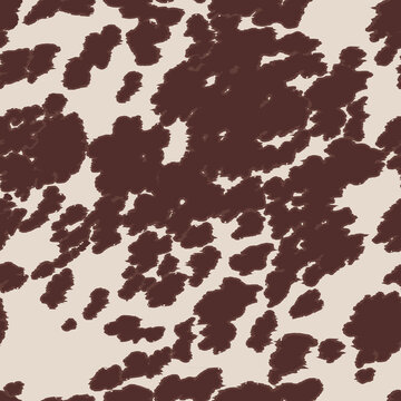 Seamless appaloosa cow/horse print pattern design with brown spots on cream. Vector animal print textured pattern with black spots on white background.