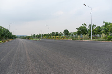 Perspective view of wide asphalt road