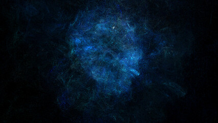 Futuristic colorful particles explosion shock wave flowing in cyber space de-focus abstract background