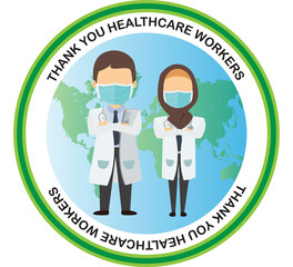 Thank you to all the frontline healthcare heroes Covid-19 or Coronavirus pandemic, grateful quote. Appreciation to doctors, nurses, hospital workers.