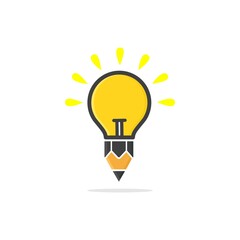 Fototapeta na wymiar Lamp and pencil vector logo design icon