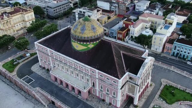 Teatro Amazonas - Opera House - Theater Amazonas - Largo S&atilde;o Sebasti&atilde;o - Monumento - Pattern - Stones - Aerial View 