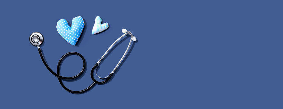 Medical worker appreciation theme with hearts and a stethoscope