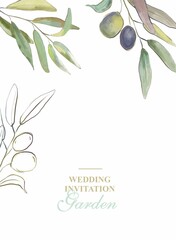 Wedding invitations card. olive. Provence, Italy. pink. white. green. tenderness. cards save the date and thank you