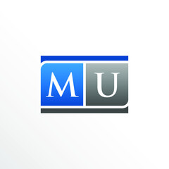 Initial Letter MU Square Logo Design