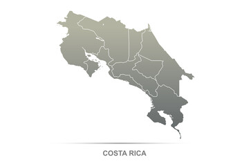 costa rica map. vector map of costa rica in central america country.