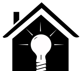 vector logo of the house and black and white lamps that are shaped very minimalist and also very elegant