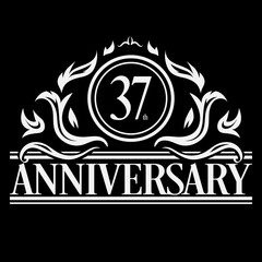 Fototapeta premium Anniversary Logo Featuring the Number 37 with Ornate Decorative Elements in a Classic and Elegant Style