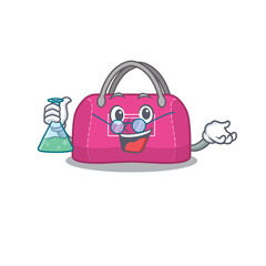 caricature character of woman sport bag smart Professor working on a lab