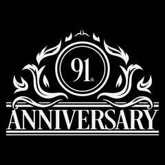 Luxury 91st anniversary Logo illustration vector