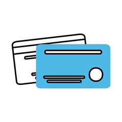 bank cards credit or debit money mobile marketing and e-commerce line and fill style icon