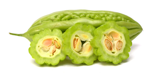Balsam Pear Bitter Melon isolated on white background