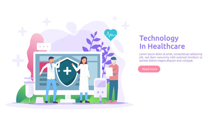 Telemedicine healthcare services concept. online consultation treatment with doctor using app. innovative medical diagnosis technology. flat vector illustration for web page and mobile website