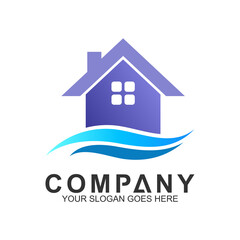 Fototapeta premium house logo with wave shape, housing logo