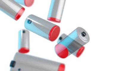 Nuclear batteries projection on a white background.