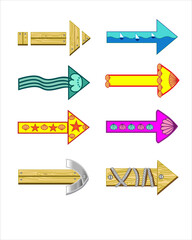 Marine multicolored pointers. Arrows on a marine theme. Arrows sea.