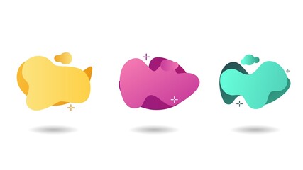 
yellow, pink, green geometric abstract elements set. Flowing shapes banners. Template for design of flyer, presentation, vector illustration

