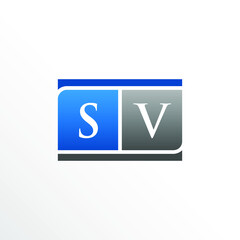 Initial Letter SV Square Logo Design