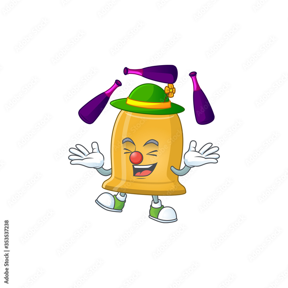 Poster Bell mascot cartoon design playing Juggling on circus