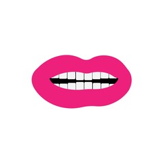 Kiss icon and symbols, lips seal of a sexy woman vector illustration.

