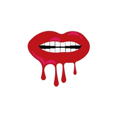 Kiss icon and symbols, lips seal of a sexy woman vector illustration.

