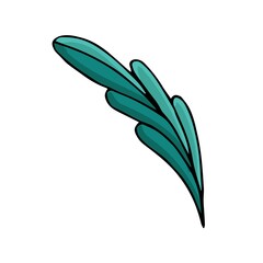 vector doodle style element, drawing, green cute twig with leaves