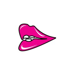 Kiss icon and symbols, lips seal of a sexy woman vector illustration.

