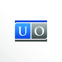 Initial Letter UO Square Logo Design