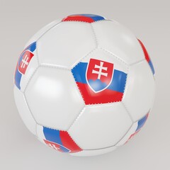 Fototapeta premium White socker ball with flag of Slovakia on white background, 3d rendering.