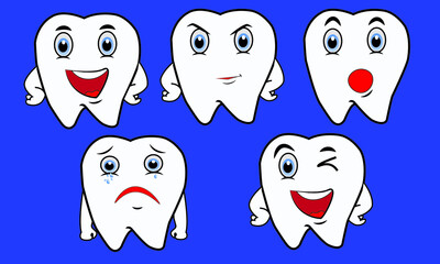 Obraz premium set of funny cartoon tooth